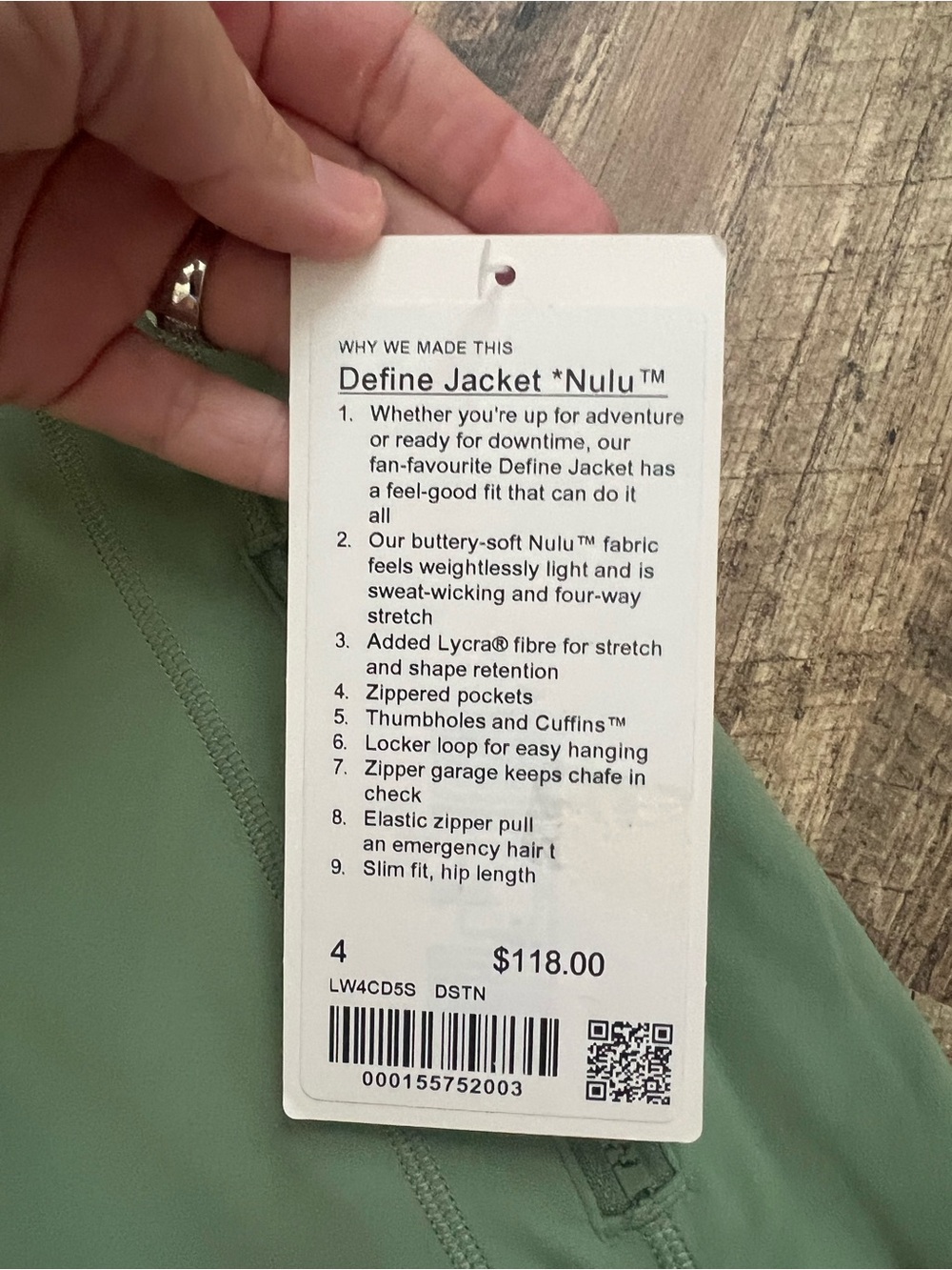 lululemon athletica Desert Green Full-Zip Define Jacket Nulu - Picture 9 of 13